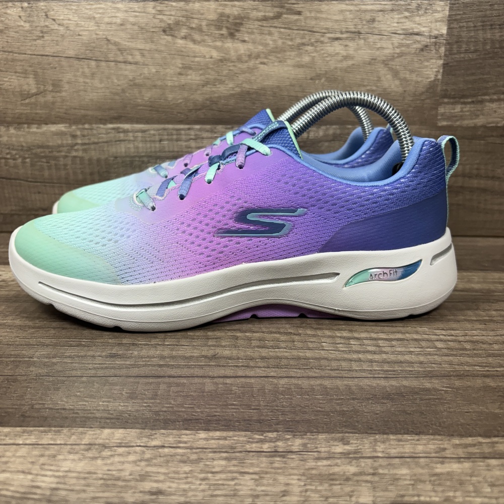 Skechers Go Walk Arch Fit Blue Purple Green Womens Size 10 124878 Running Shoes - Picture 4 of 10